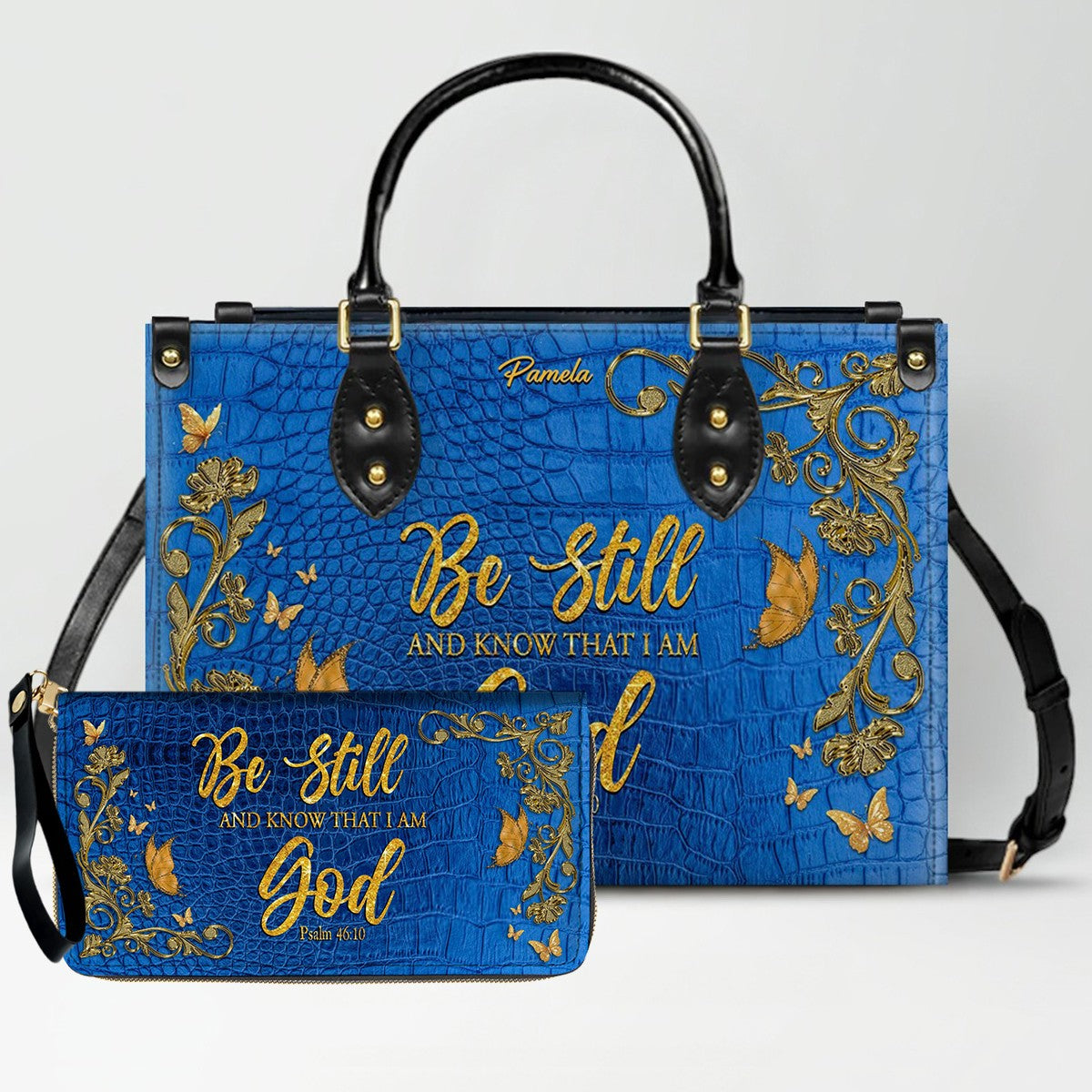 SET Personalized Leather Handbag with Long Wallet – Christian Bible Verse Bag | CHRISTIANARTBAG | Buy Handbag Get Wallet