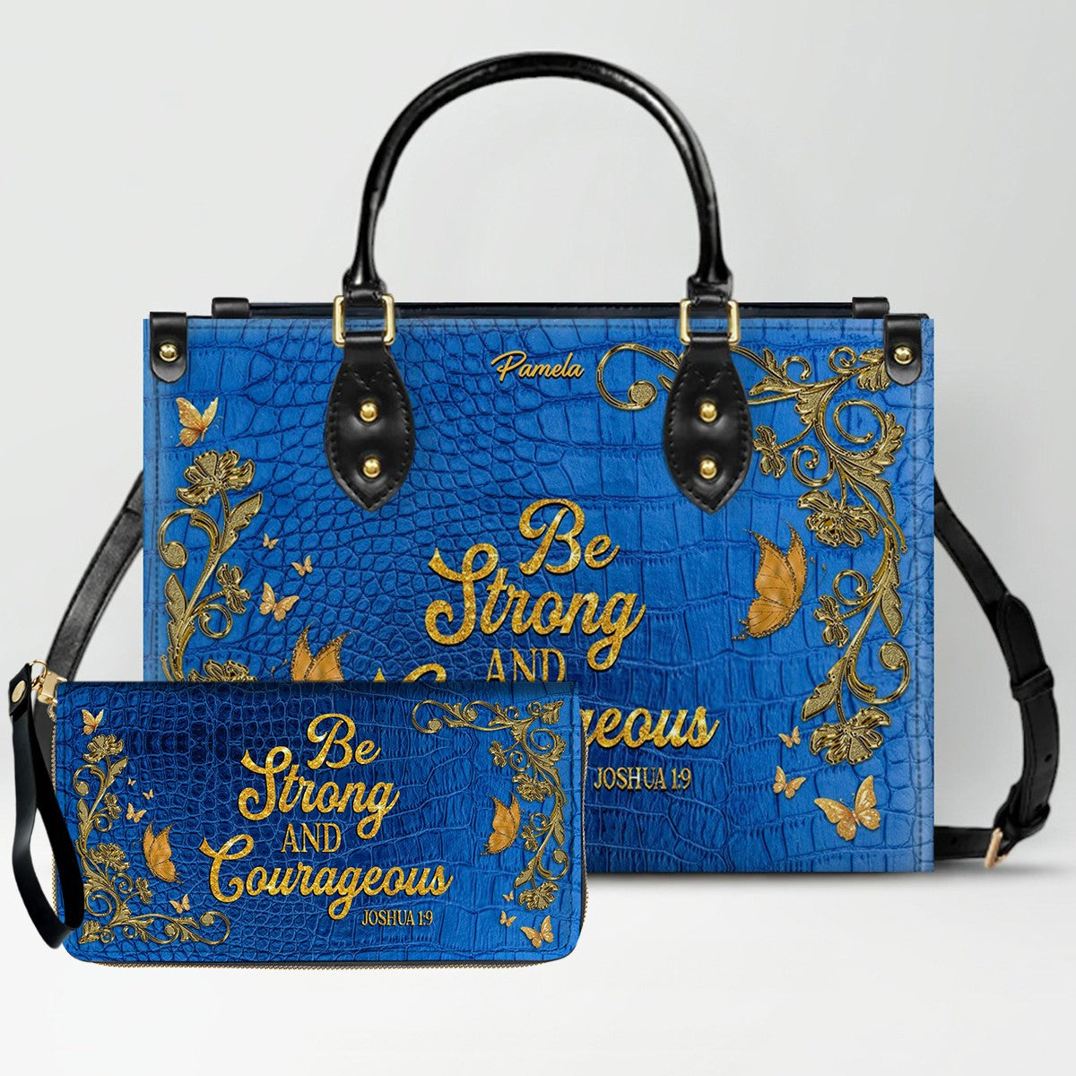 SET Personalized Leather Handbag with Long Wallet – Christian Bible Verse Bag | CHRISTIANARTBAG | Buy Handbag Get Wallet