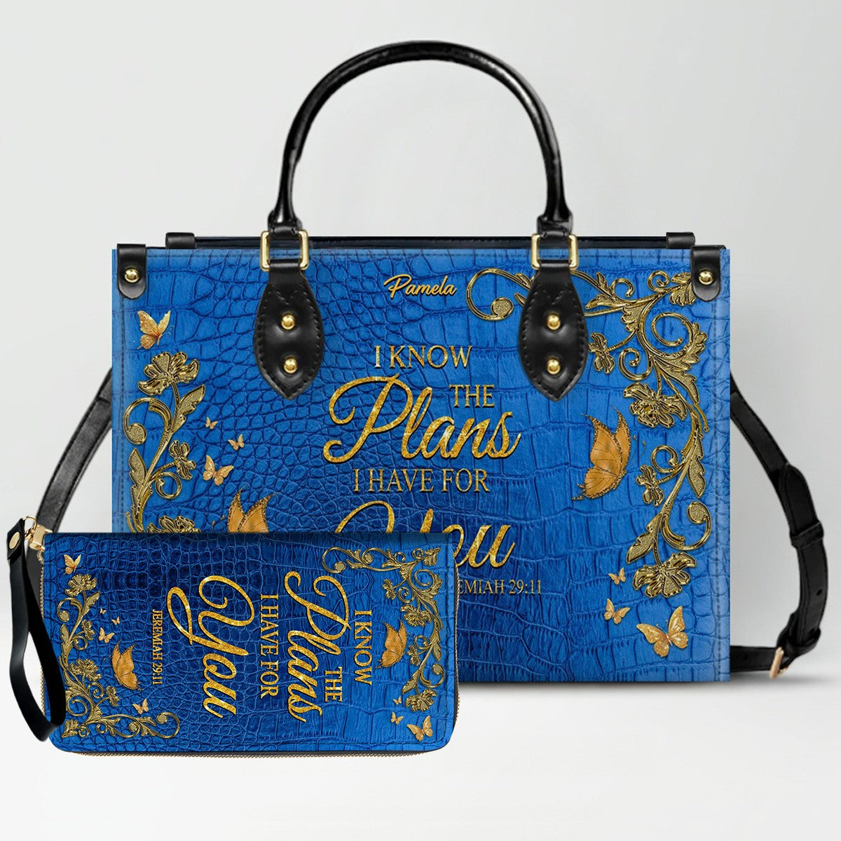 SET Personalized Leather Handbag with Long Wallet – Christian Bible Verse Bag | CHRISTIANARTBAG | Buy Handbag Get Wallet