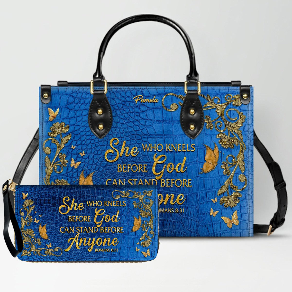 SET Personalized Leather Handbag with Long Wallet – Christian Bible Verse Bag | CHRISTIANARTBAG | Buy Handbag Get Wallet