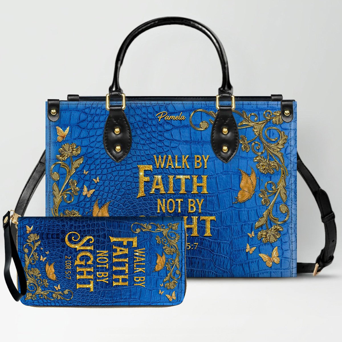 SET Personalized Leather Handbag with Long Wallet – Christian Bible Verse Bag | CHRISTIANARTBAG | Buy Handbag Get Wallet