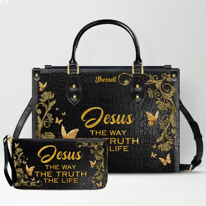 Personalized Leather Handbag with Custom Name & Bible Verse - Personalized Christian Leather Handbag & Wallet Set | CHRISTIANARTBAG™