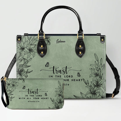 Personalized Leather Handbag & Wallet Set for Women – Custom Name & Bible Verse – Christian Gift | CHRISTIANARTBAG