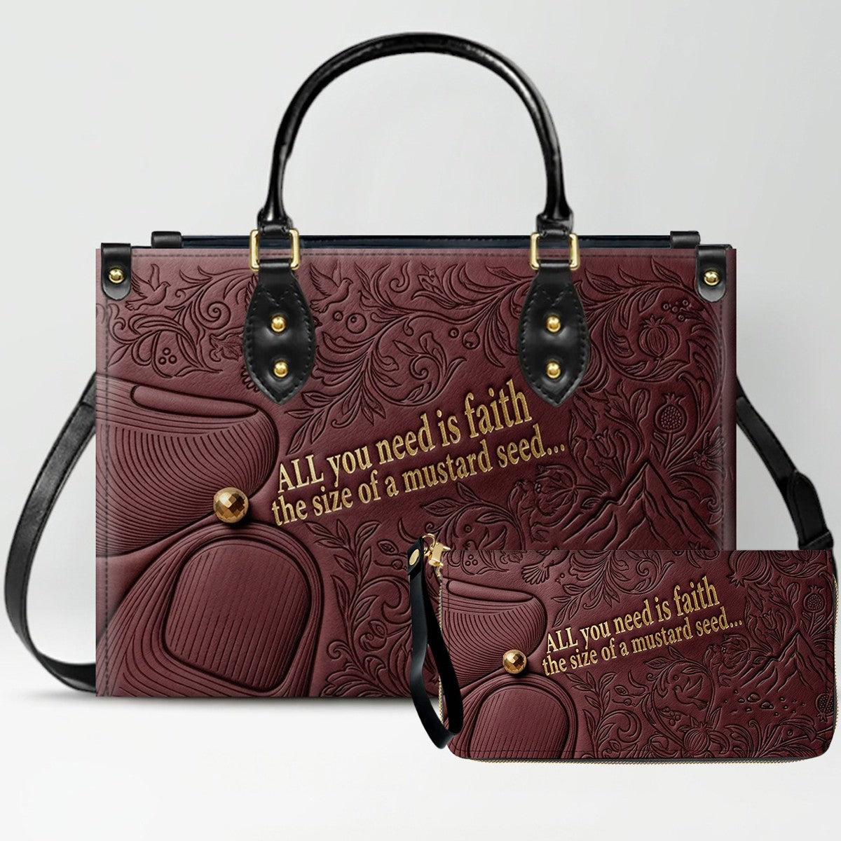 Personalized Leather Handbag "Faith as a Mustard Seed" | CHRISTIANARTBAG 02080526
