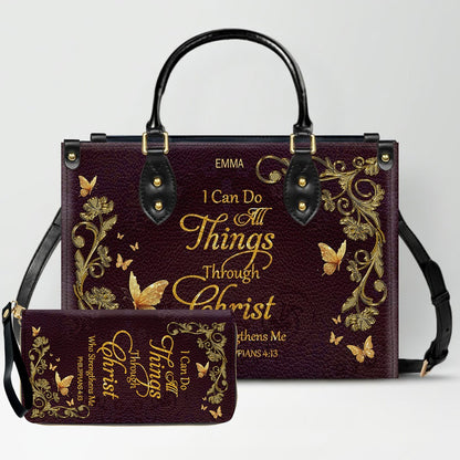 CHRISTIANARTBAG Personalized Leather Handbag with Bible Verse – Custom Name & Color Christian Gift for Women - CAB020226