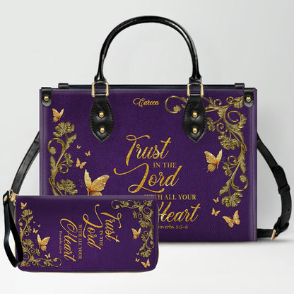 Personalized Leather Handbag with Custom Name & Bible Verse - Personalized Christian Leather Handbag & Wallet Set | CHRISTIANARTBAG™ CAB01012626