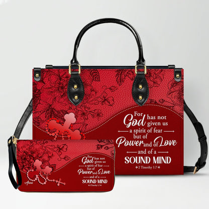 SET Personalized Christian Leather Handbag and Clutch Purse – Red Bible Verse Gift for Women of Faith | CHRISTIANARTBAG
