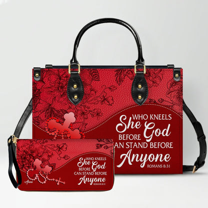 SET Personalized Christian Leather Handbag and Clutch Purse – Red Bible Verse Gift for Women of Faith | CHRISTIANARTBAG