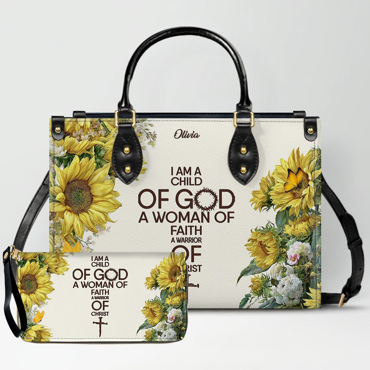 Personalized Christian Leather Handbag for Women – Custom Name & Bible Verse | CHRISTIANARTBAG CAB011426