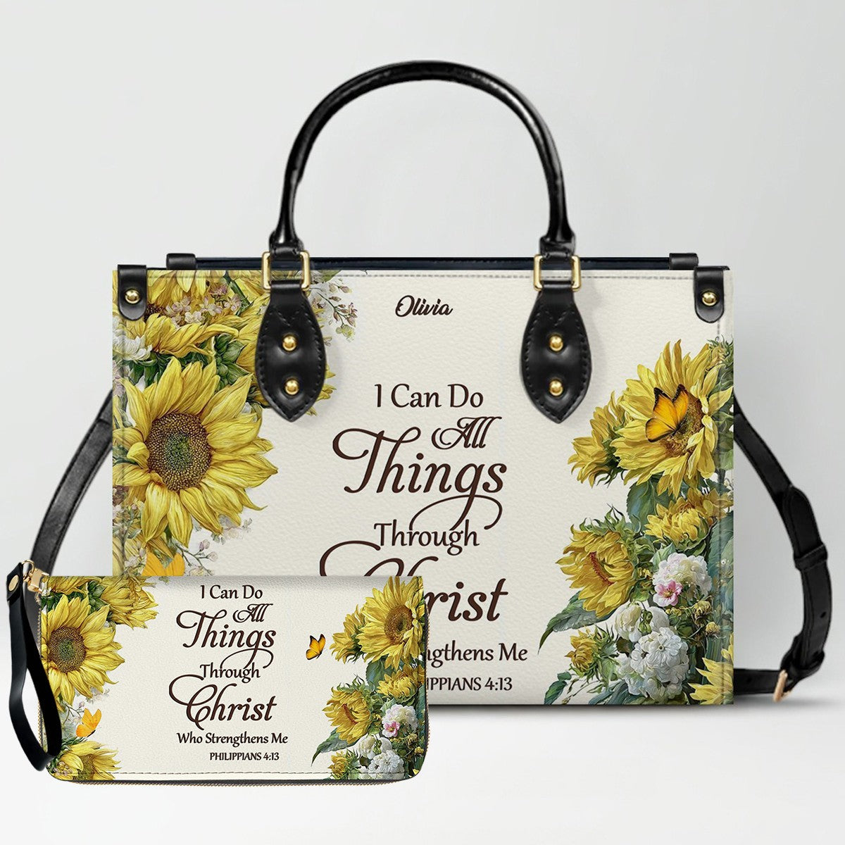 Personalized Christian Leather Handbag for Women – Custom Name & Bible Verse | CHRISTIANARTBAG CAB011426