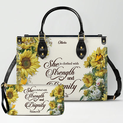 Personalized Christian Leather Handbag for Women – Custom Name & Bible Verse | CHRISTIANARTBAG CAB011426