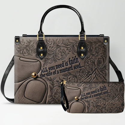 Personalized Leather Handbag "Faith as a Mustard Seed" | CHRISTIANARTBAG 02080526