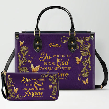 Personalized Leather Handbag with Custom Name & Bible Verse - Personalized Christian Leather Handbag & Wallet Set | CHRISTIANARTBAG™ CAB01012626