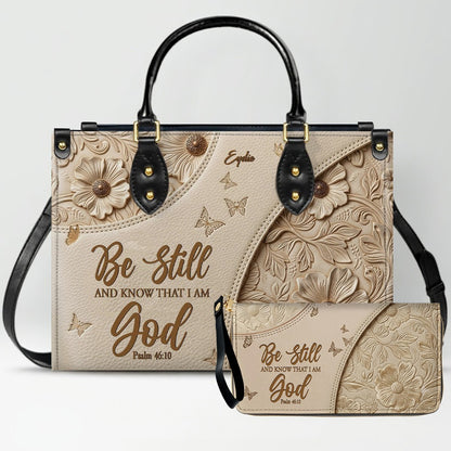 Personalized Bible Verse Leather Handbag & Wallet Set | Custom Christian Purse Set - CHRISTIANARTBAG 02080826