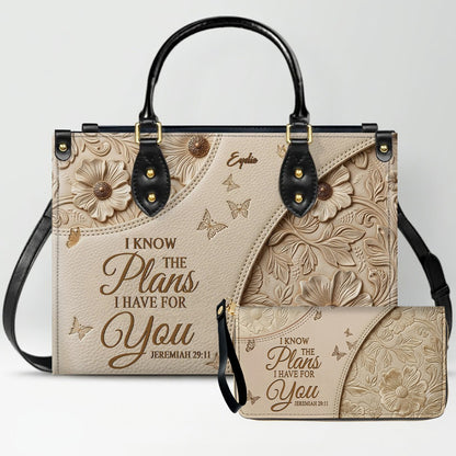 Personalized Bible Verse Leather Handbag & Wallet Set | Custom Christian Purse Set - CHRISTIANARTBAG 02080826