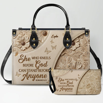 Personalized Bible Verse Leather Handbag & Wallet Set | Custom Christian Purse Set - CHRISTIANARTBAG 02080826
