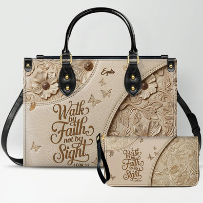 Personalized Bible Verse Leather Handbag & Wallet Set | Custom Christian Purse Set - CHRISTIANARTBAG 02080826