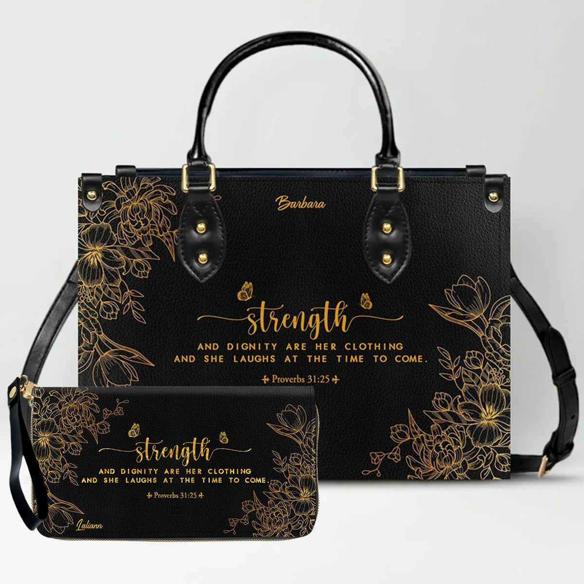 Personalized Leather Handbag Black with Bible Verse – Christian Gifts – Custom Christian Purse by CHRISTIANARTBAG CAB012626