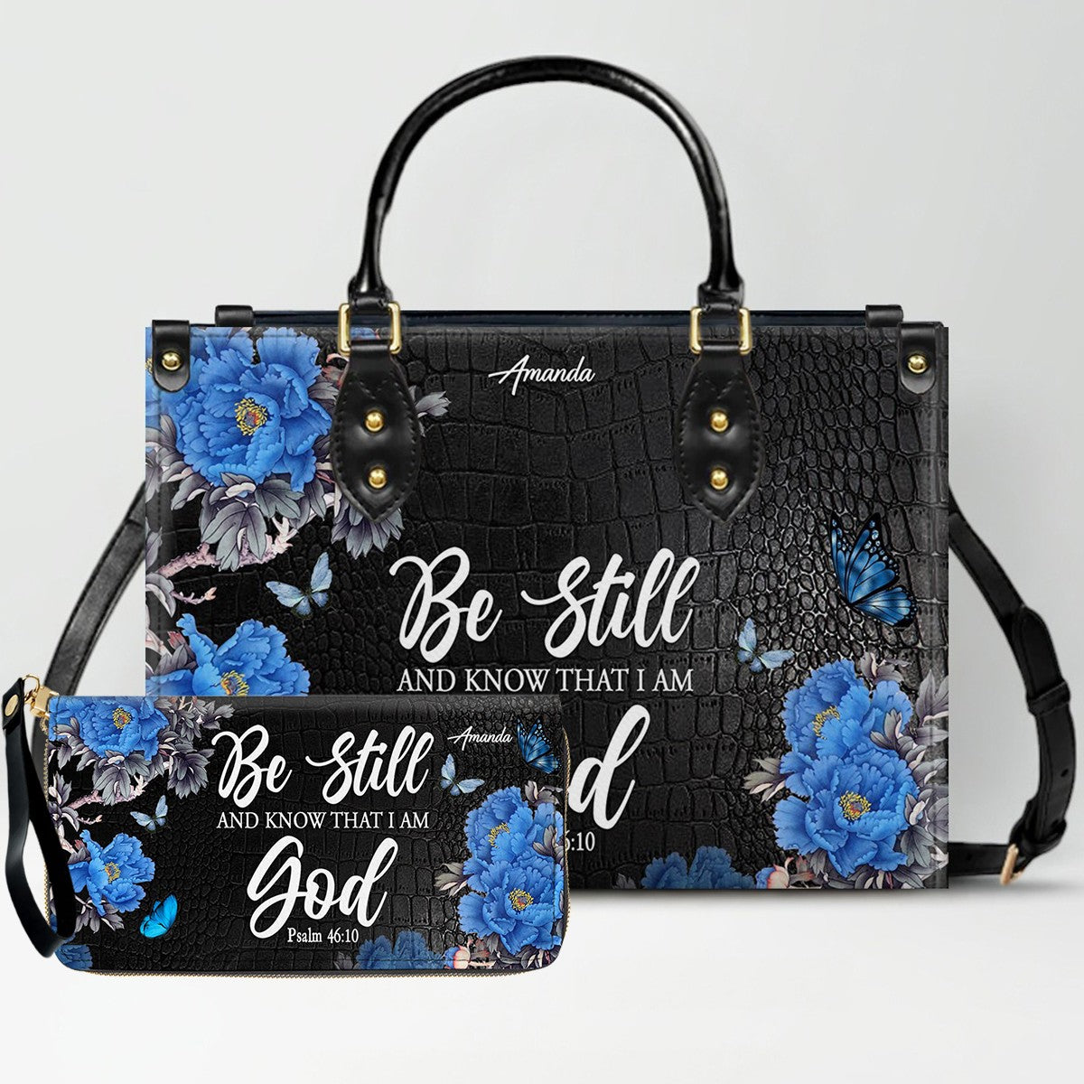 Personalized Christian Leather Handbag & Long Wallet Set – Christian Bible Verse Bag | CHRISTIANARTBAG CAB01012326