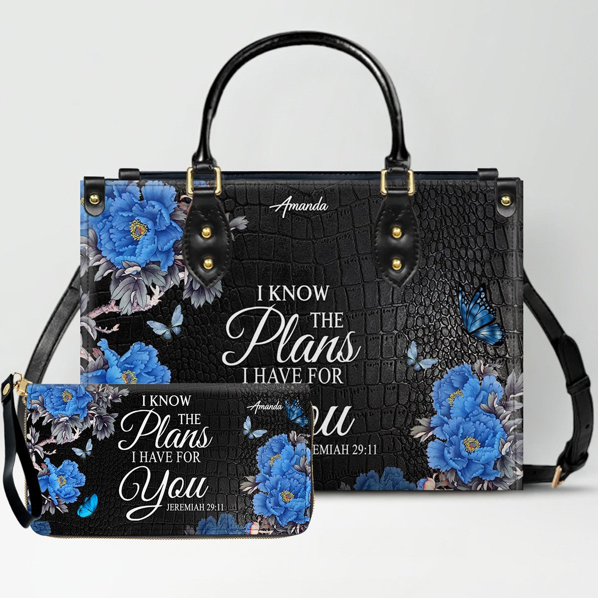 Personalized Christian Leather Handbag & Long Wallet Set – Christian Bible Verse Bag | CHRISTIANARTBAG CAB01012326