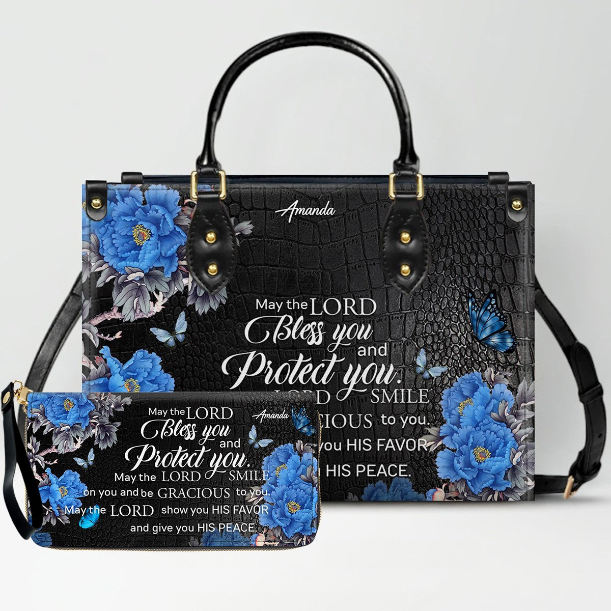 Personalized Christian Leather Handbag & Long Wallet Set – Christian Bible Verse Bag | CHRISTIANARTBAG CAB01012326