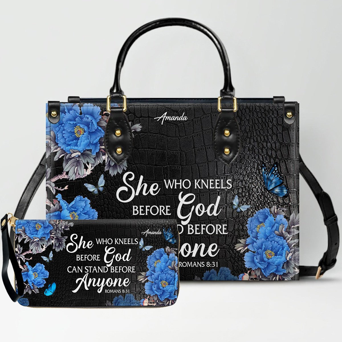 Personalized Christian Leather Handbag & Long Wallet Set – Christian Bible Verse Bag | CHRISTIANARTBAG CAB01012326