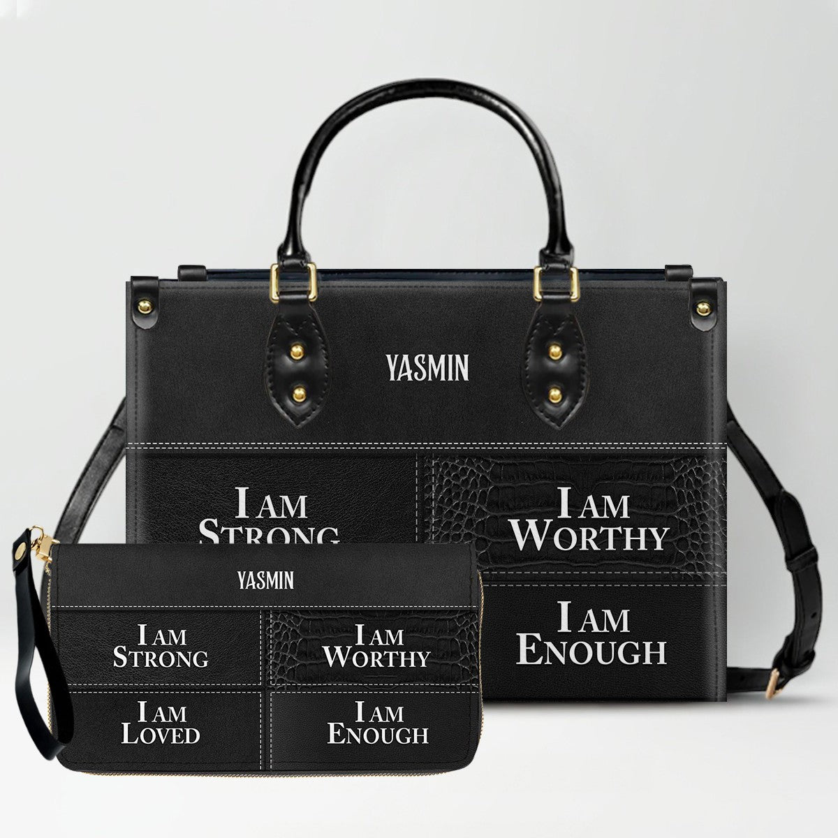 CHRISTIANARTBAG Personalized Leather Handbag & Long Wallet Set