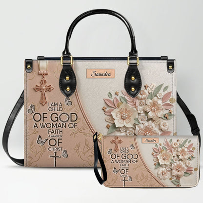 CHRISTIANARTBAG Personalized Leather Handbag and Wallet Set | Beige Custom Name Cross Purse & Long Wristlet Clutch CAB01061626