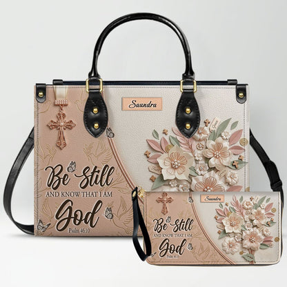 CHRISTIANARTBAG Personalized Leather Handbag and Wallet Set | Beige Custom Name Cross Purse & Long Wristlet Clutch CAB01061626