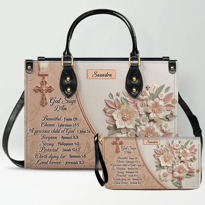 CHRISTIANARTBAG Personalized Leather Handbag and Wallet Set | Beige Custom Name Cross Purse & Long Wristlet Clutch CAB01061626