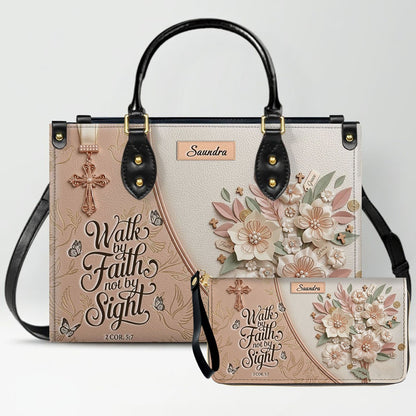 CHRISTIANARTBAG Personalized Leather Handbag and Wallet Set | Beige Custom Name Cross Purse & Long Wristlet Clutch CAB01061626