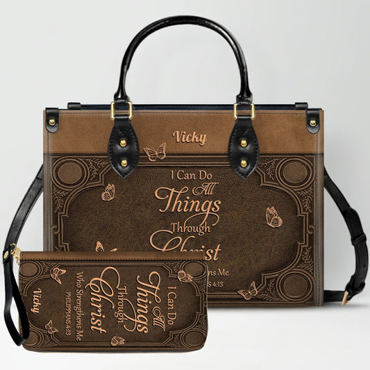 Custom Scripture Leather Tote & Wallet Set | Personalized Faith Gifts by CHRISTIANARTBAG CAB01050226