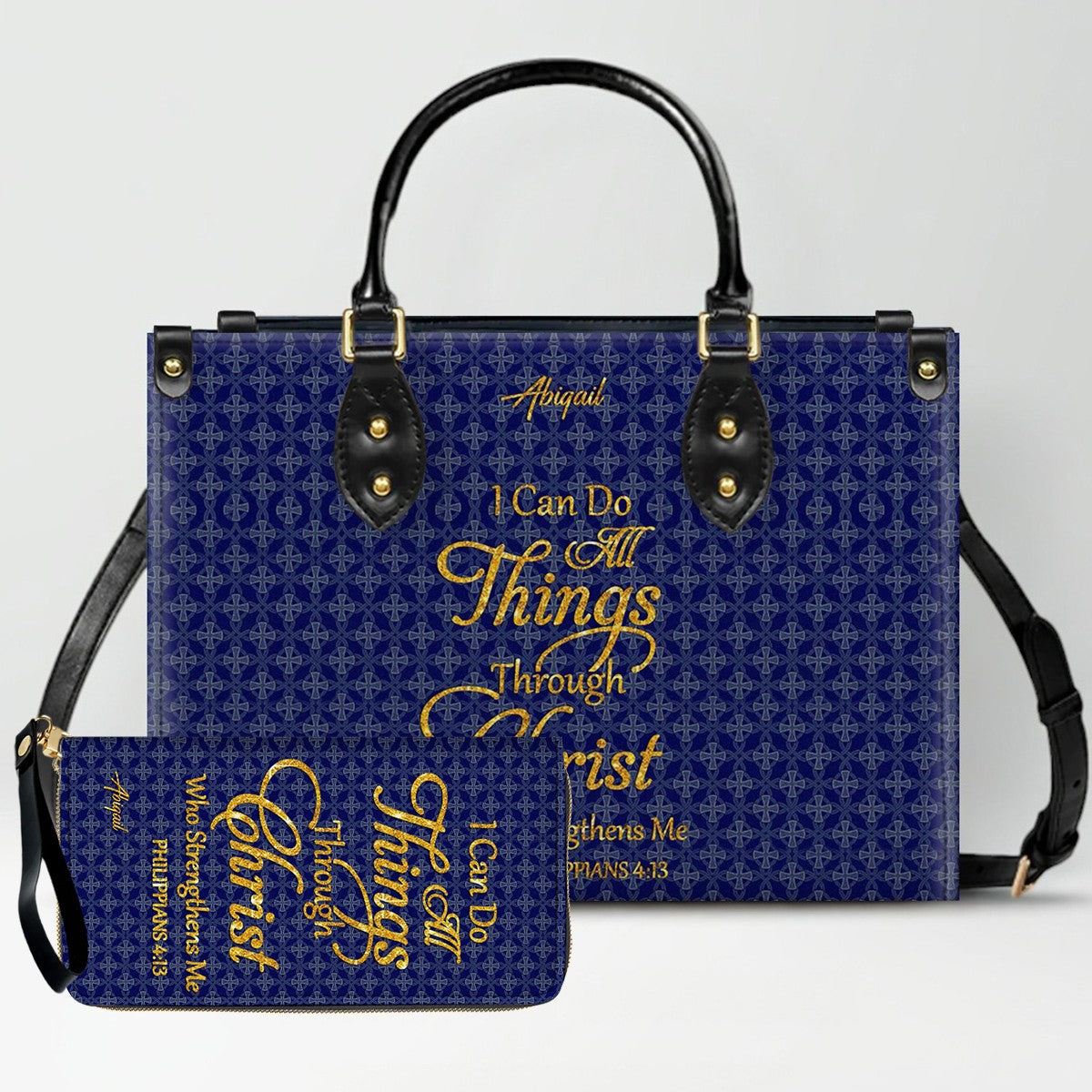 Personalized Leather Handbag for Women – “I Can Do All Things Through Christ” Philippians 4:13 | Christian Gift for Mom | CHRISTIANARTBAG CAB31626