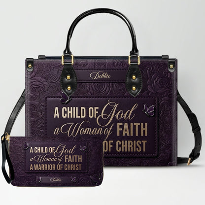 Personalized A Child Of God Leather Handbag | CHRISTIANARTBAG 01080426