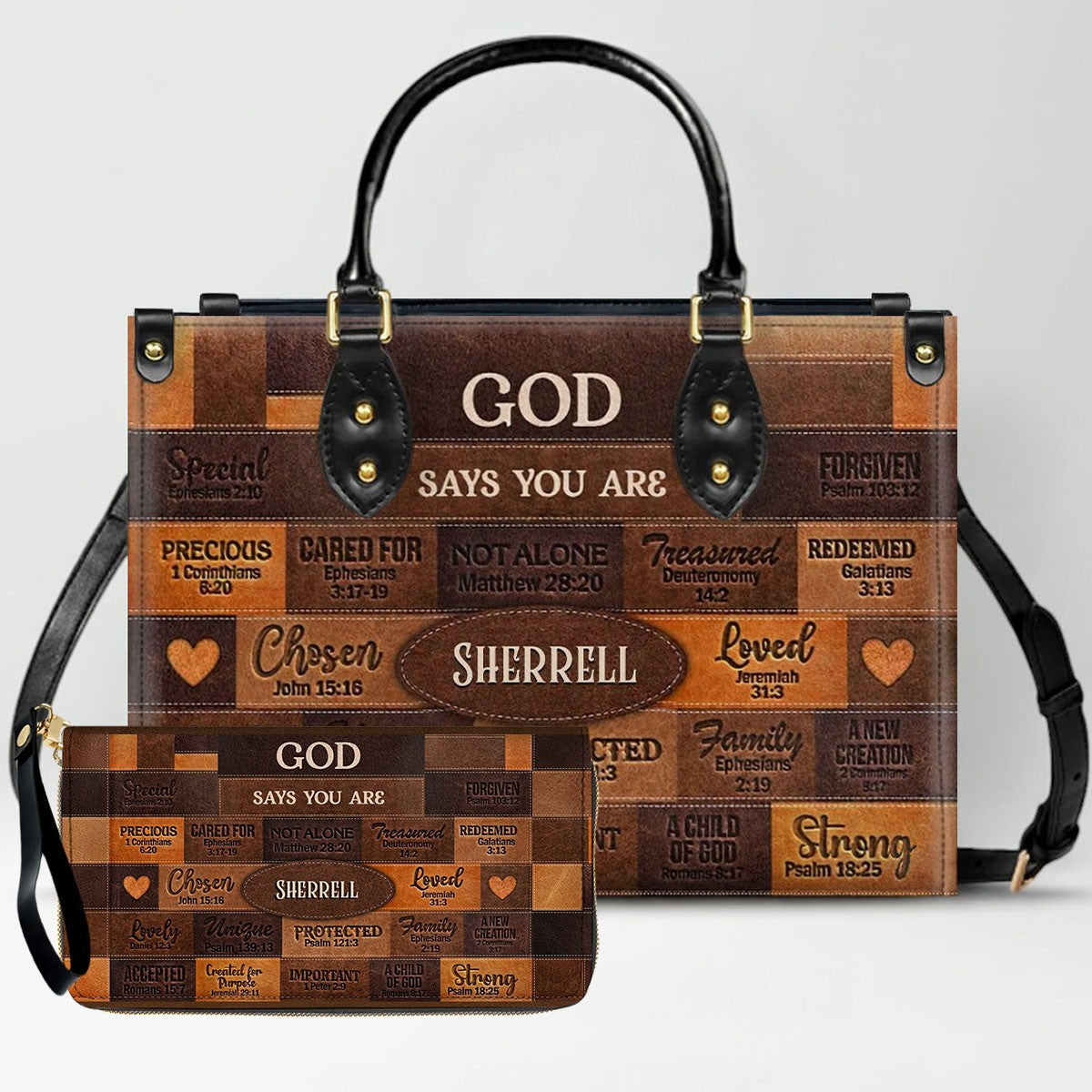 Christian Art Bag God Says You Are Personalized Handbag with Long Wallet | Custom Scripture Leather Tote & Purse Set | Faith Based Religious Gifts for Her CAB01061526