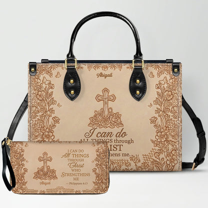 Personalized Leather Handbag with Custom Bible Verse | Meaningful Christian Gift for Her | CHRISTIANARTBAG 01071726