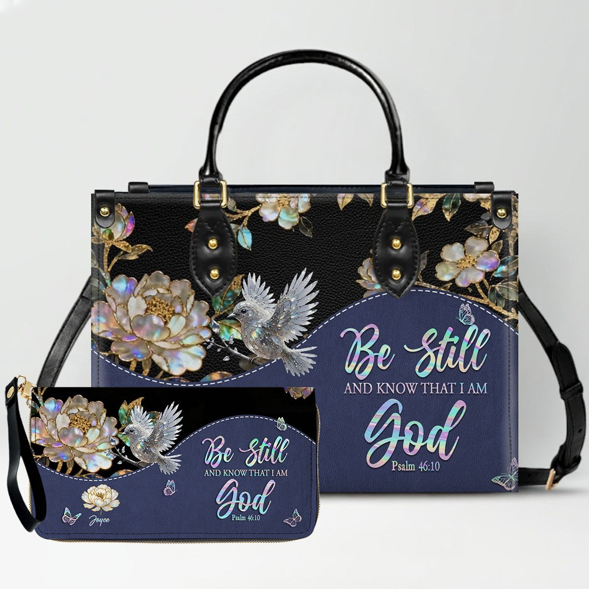 Personalized Leather Handbag – Christian Purse | Mother of Pearl Style | CHRISTIANARTBAG CAB123025