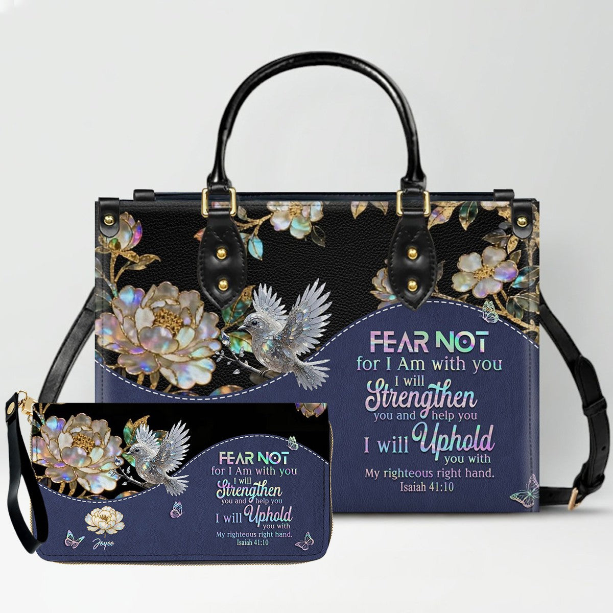 Personalized Leather Handbag – Christian Purse | Mother of Pearl Style | CHRISTIANARTBAG CAB123025