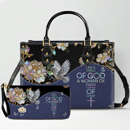 Personalized Leather Handbag – Christian Purse | Mother of Pearl Style | CHRISTIANARTBAG CAB123025