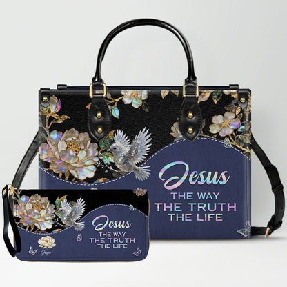 Personalized Leather Handbag – Christian Purse | Mother of Pearl Style | CHRISTIANARTBAG CAB123025