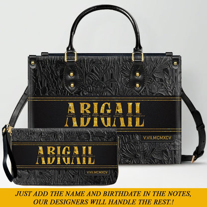 Personalized Leather Handbag & Wallet Set with Custom Name Bible Verses & Roman Numeral Date - CHRISTIANARTBAG CAB01030626