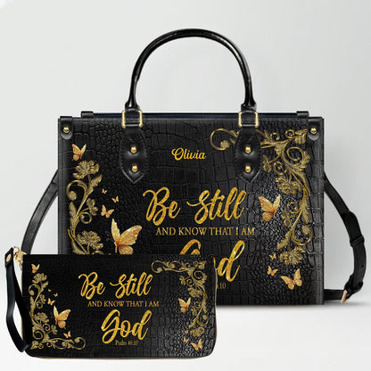 Personalized Leather Handbag with Custom Name & Bible Verse - Personalized Christian Leather Handbag & Wallet Set | CHRISTIANARTBAG™ CAB01010626