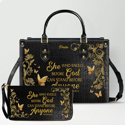 Personalized Leather Handbag with Custom Name & Bible Verse - Personalized Christian Leather Handbag & Wallet Set | CHRISTIANARTBAG™ CAB01010626