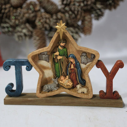 Christianartbag Home Decor, Nativity Scene Carving Hand Painted Doll Art Doll Nativity Collection Decorative Statue Decorative Home Christmas Gift - Christian Art Bag