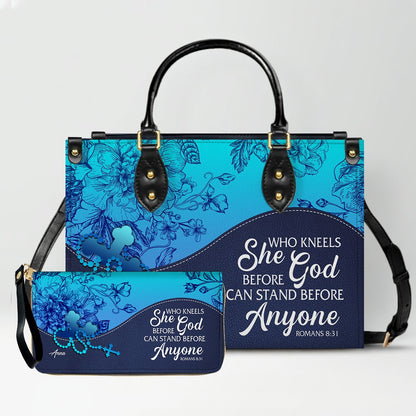 Personalized Christian Leather Handbag & Clutch Purse Set – Custom Name & Bible Verse Gift by CHRISTIANARTBAG