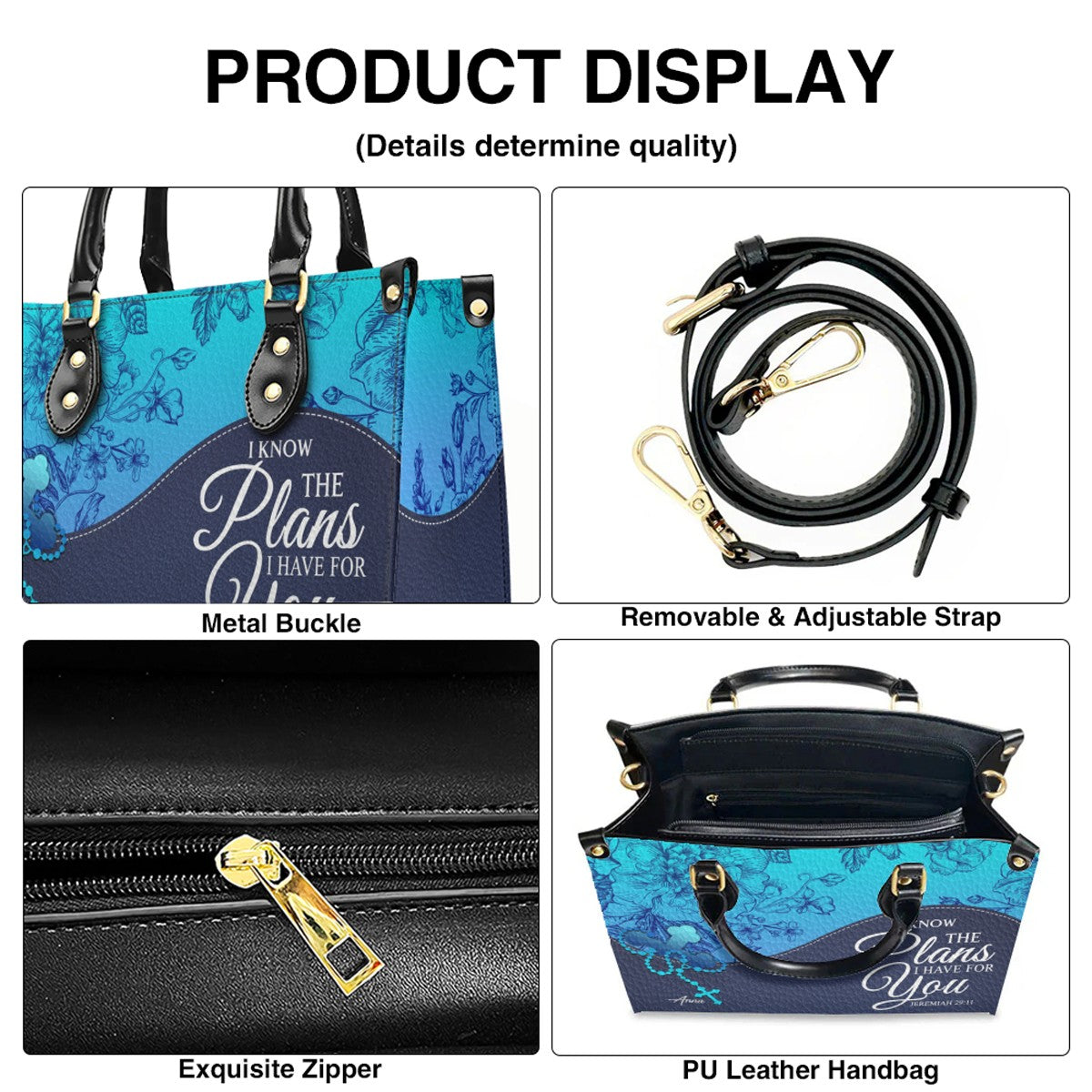 Personalized Christian Leather Handbag & Clutch Purse Set – Custom Name & Bible Verse Gift by CHRISTIANARTBAG