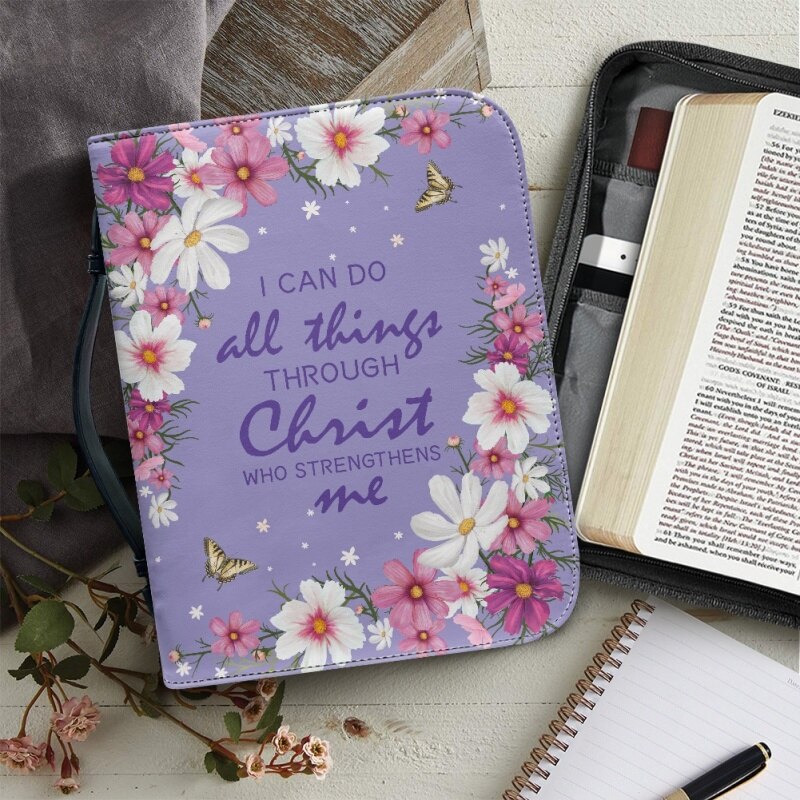 Christianartbag Bible Cover, I Can Do All Things Through Christ Bible Cover, Personalized Bible Cover, Gifts For Women, Christmas Gift, CABBBCV02080823. - Christian Art Bag