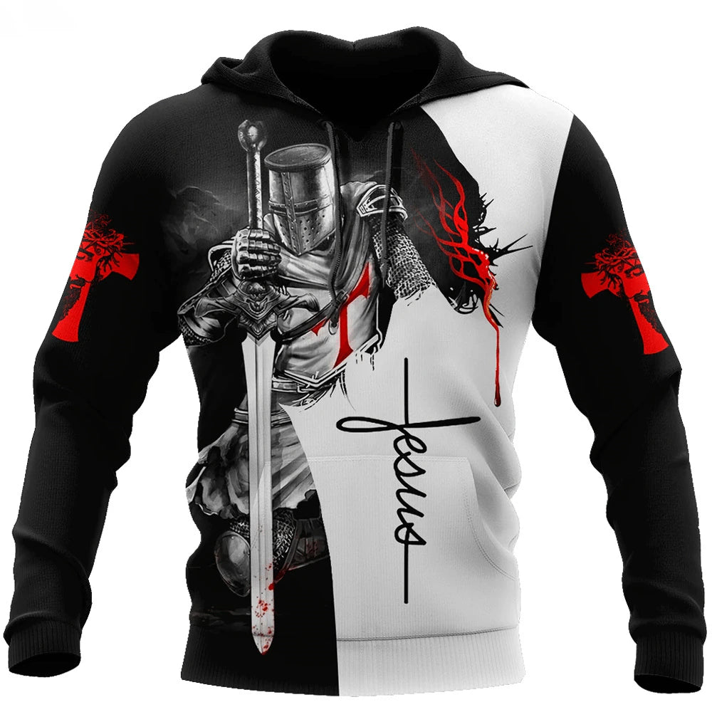 Christianartbag Clothing, Knight Templar Armor Jesus God Guard, Christian 3D T-Shirt, Christian 3D Hoodie, Christian 3D Sweater, Unisex 3D T-Shirt. - Christian Art Bag