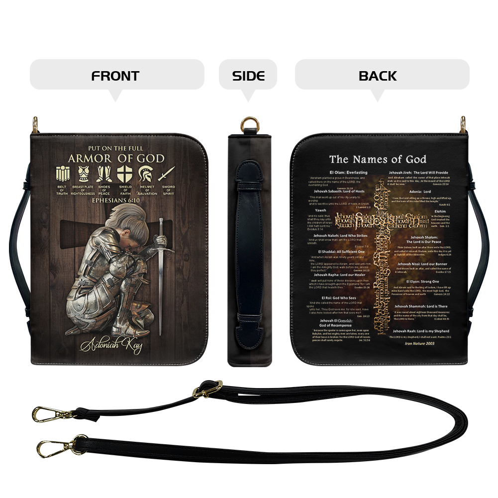 Personalized Armor of God Bible Cover – Custom Name & Scripture Christian Gift