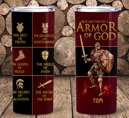 Christianartbag Drinkware, Put On The Full Armor Of God Personalized Bullet Tumbler, Personalized Bullet Tumbler, Armor Of GOD Bullet Tumbler, Christmas Gift, CAB02280823